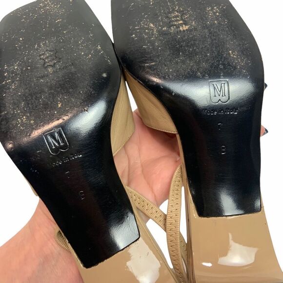 Excellent Bruno Magli Tam Leather Slingback Heel Sandal Size 7 - Picture 7 of 11